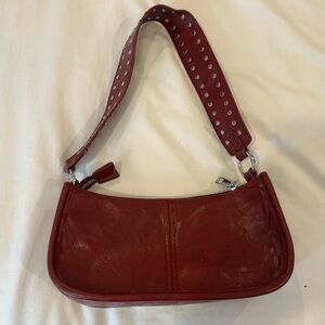 Burgundy Faux Leather Shoulder Bag